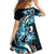 Plumeria Tribal Tattoo Family Matching Off The Shoulder Long Sleeve Dress and Hawaiian Shirt Blue Polynesian Pattern