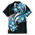 Plumeria Tribal Tattoo Family Matching Off The Shoulder Long Sleeve Dress and Hawaiian Shirt Blue Polynesian Pattern