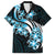 Plumeria Tribal Tattoo Family Matching Off Shoulder Maxi Dress and Hawaiian Shirt Blue Polynesian Pattern