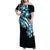 Plumeria Tribal Tattoo Family Matching Off Shoulder Maxi Dress and Hawaiian Shirt Blue Polynesian Pattern