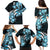 Plumeria Tribal Tattoo Family Matching Puletasi and Hawaiian Shirt Blue Polynesian Pattern