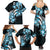 Plumeria Tribal Tattoo Family Matching Summer Maxi Dress and Hawaiian Shirt Blue Polynesian Pattern