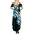 Plumeria Tribal Tattoo Family Matching Summer Maxi Dress and Hawaiian Shirt Blue Polynesian Pattern