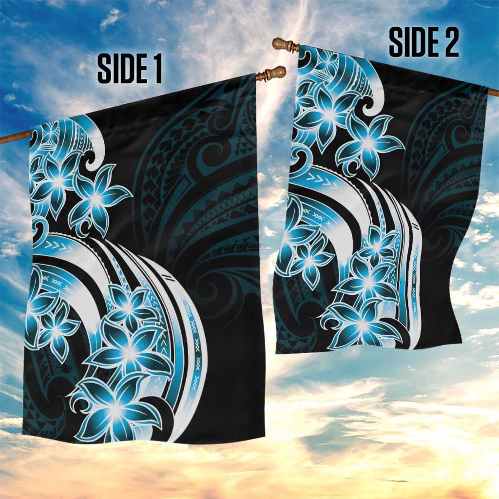 Plumeria Tribal Tattoo Garden Flag Blue Polynesian Pattern LT9 - Polynesian Pride