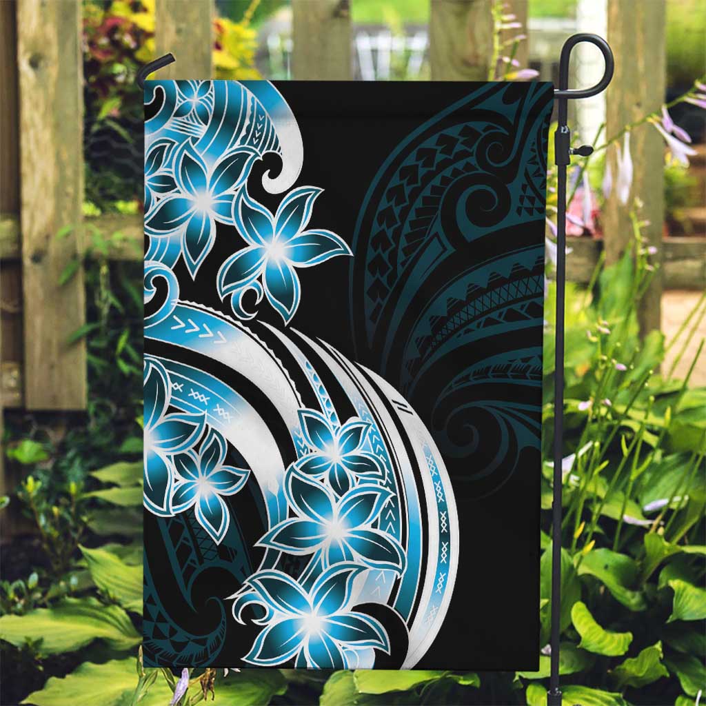Plumeria Tribal Tattoo Garden Flag Blue Polynesian Pattern LT9 Garden Flag Blue - Polynesian Pride