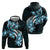 Plumeria Tribal Tattoo Hoodie Blue Polynesian Pattern