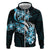 Plumeria Tribal Tattoo Hoodie Blue Polynesian Pattern