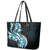 Plumeria Tribal Tattoo Leather Tote Bag Blue Polynesian Pattern