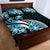 Plumeria Tribal Tattoo Quilt Bed Set Blue Polynesian Pattern