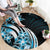 Plumeria Tribal Tattoo Round Carpet Blue Polynesian Pattern