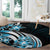 Plumeria Tribal Tattoo Round Carpet Blue Polynesian Pattern