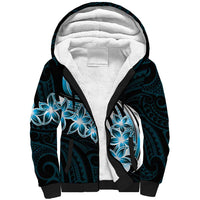 Plumeria Tribal Tattoo Sherpa Hoodie Blue Polynesian Pattern LT9 Unisex Blue - Polynesian Pride