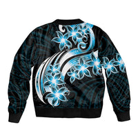 Plumeria Tribal Tattoo Sleeve Zip Bomber Jacket Blue Polynesian Pattern LT9 - Polynesian Pride
