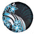 Plumeria Tribal Tattoo Spare Tire Cover Blue Polynesian Pattern