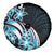 Plumeria Tribal Tattoo Spare Tire Cover Blue Polynesian Pattern