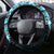 Plumeria Tribal Tattoo Steering Wheel Cover Blue Polynesian Pattern