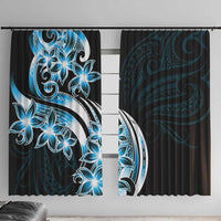 Plumeria Tribal Tattoo Window Curtain Blue Polynesian Pattern LT9 With Hooks Blue - Polynesian Pride
