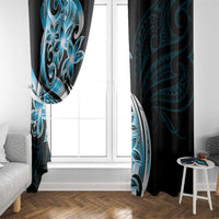 Plumeria Tribal Tattoo Window Curtain Blue Polynesian Pattern LT9 - Polynesian Pride