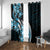 Plumeria Tribal Tattoo Window Curtain Blue Polynesian Pattern