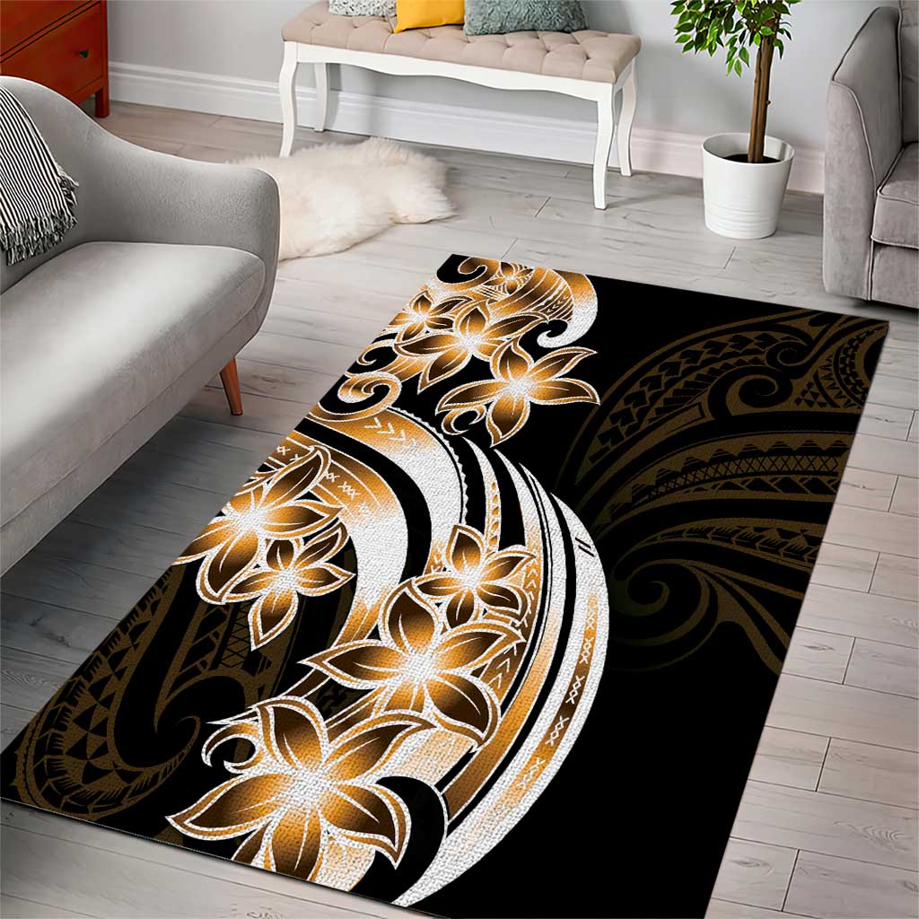Plumeria Tribal Tattoo Area Rug Gold Polynesian Pattern LT9 - Polynesian Pride