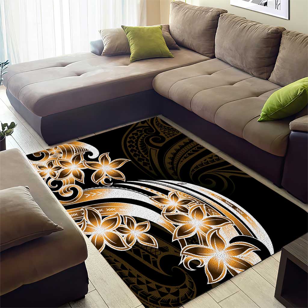 Plumeria Tribal Tattoo Area Rug Gold Polynesian Pattern LT9 - Polynesian Pride