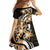 Plumeria Tribal Tattoo Family Matching Long Sleeve Bodycon Dress and Hawaiian Shirt Gold Polynesian Pattern