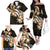 Plumeria Tribal Tattoo Family Matching Off The Shoulder Long Sleeve Dress and Hawaiian Shirt Gold Polynesian Pattern