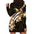 Plumeria Tribal Tattoo Hoodie Dress Gold Polynesian Pattern