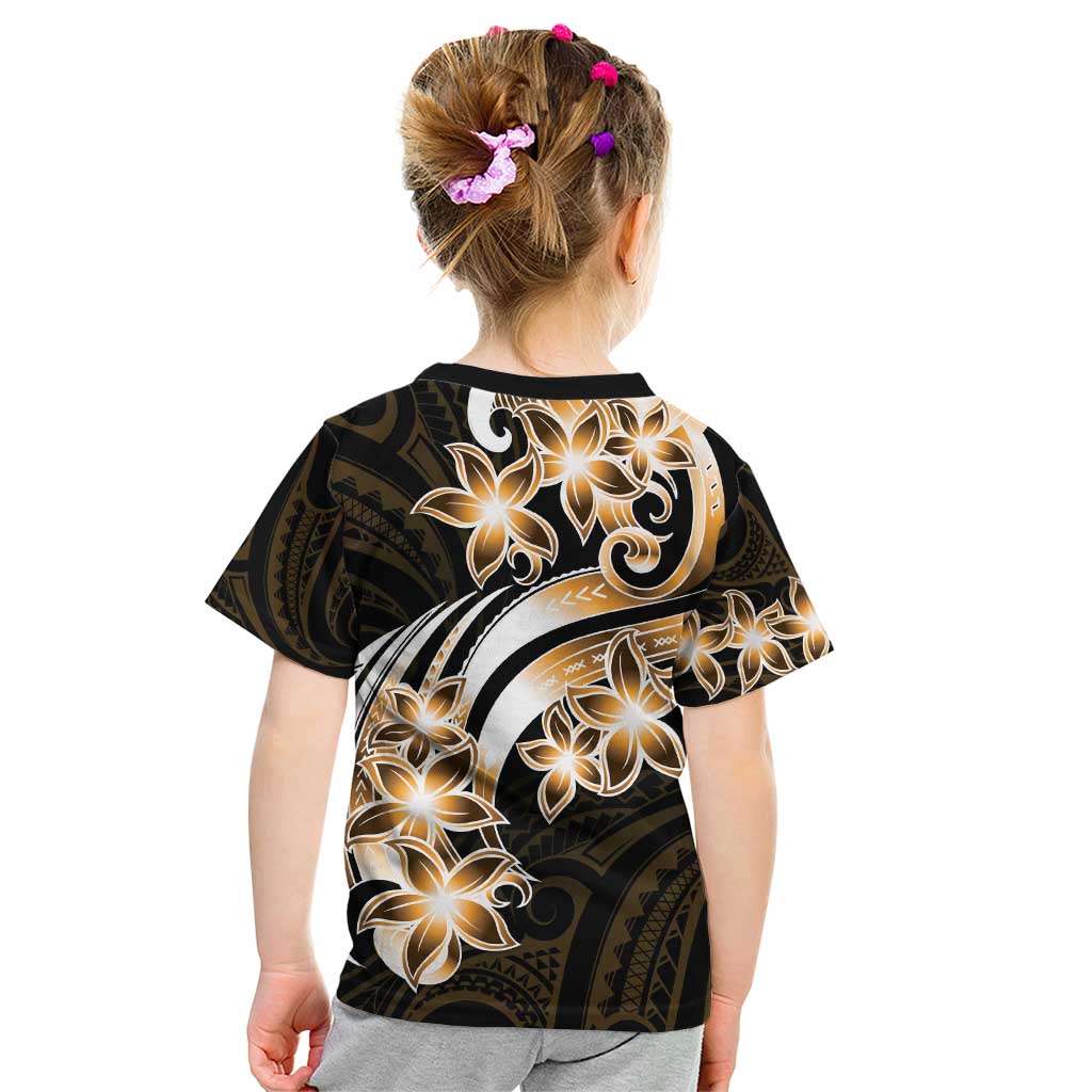 Plumeria Tribal Tattoo Kid T Shirt Gold Polynesian Pattern LT9 - Polynesian Pride