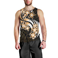 Plumeria Tribal Tattoo Men Tank Top Gold Polynesian Pattern LT9 - Polynesian Pride
