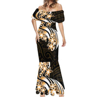 Plumeria Tribal Tattoo Mermaid Dress Gold Polynesian Pattern LT9 - Polynesian Pride