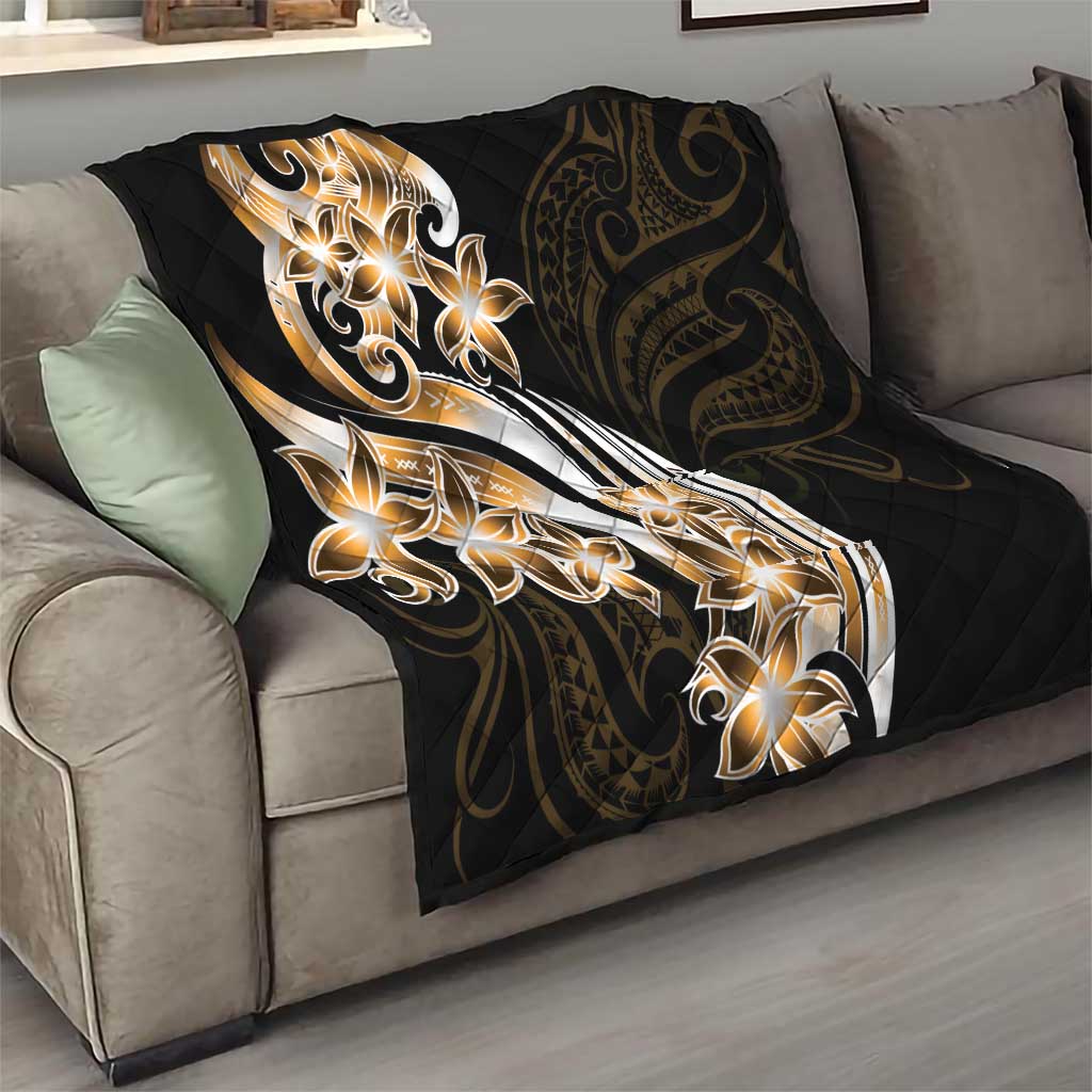 Plumeria Tribal Tattoo Quilt Gold Polynesian Pattern LT9 - Polynesian Pride
