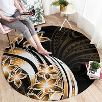 Plumeria Tribal Tattoo Round Carpet Gold Polynesian Pattern LT9 - Polynesian Pride