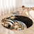 Plumeria Tribal Tattoo Round Carpet Gold Polynesian Pattern