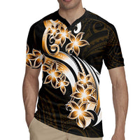 Plumeria Tribal Tattoo Rugby Jersey Gold Polynesian Pattern LT9 - Polynesian Pride