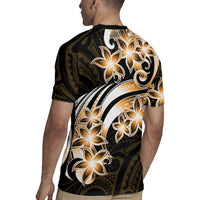 Plumeria Tribal Tattoo Rugby Jersey Gold Polynesian Pattern LT9 - Polynesian Pride