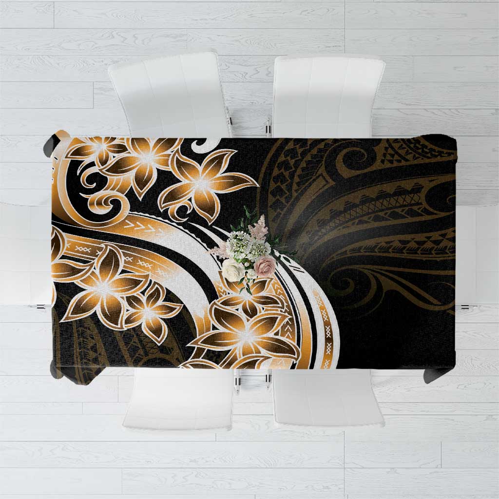 Plumeria Tribal Tattoo Tablecloth Gold Polynesian Pattern