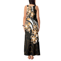 Plumeria Tribal Tattoo Tank Maxi Dress Gold Polynesian Pattern LT9 - Polynesian Pride
