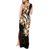 Plumeria Tribal Tattoo Tank Maxi Dress Gold Polynesian Pattern LT9 - Polynesian Pride