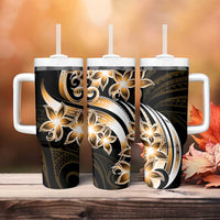 Plumeria Tribal Tattoo Tumbler With Handle Gold Polynesian Pattern LT9 - Polynesian Pride