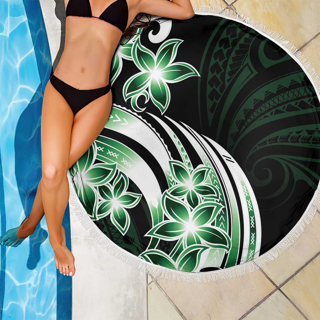 Plumeria Tribal Tattoo Beach Blanket Green Polynesian Pattern LT9 - Polynesian Pride