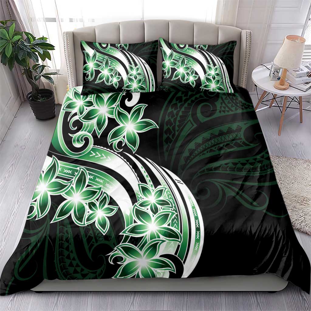 Plumeria Tribal Tattoo Bedding Set Green Polynesian Pattern LT9 - Polynesian Pride