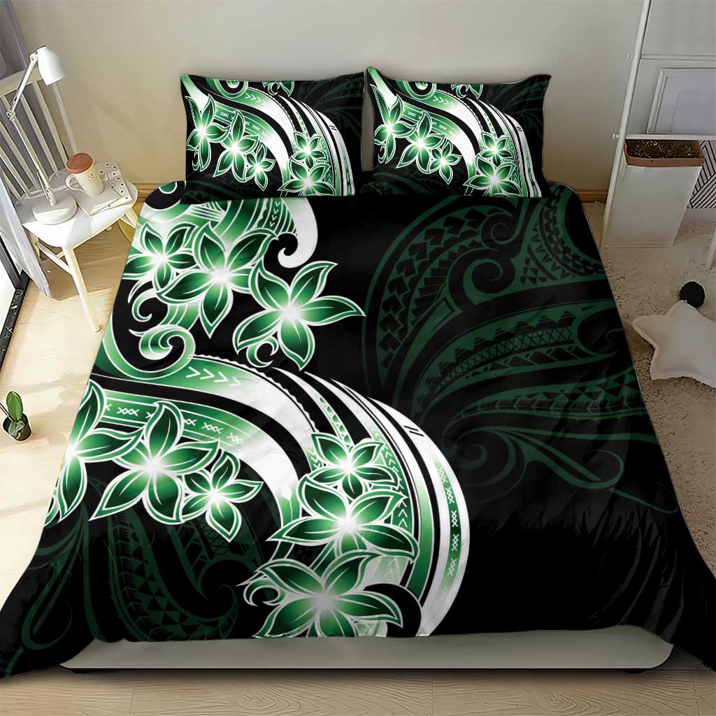 Plumeria Tribal Tattoo Bedding Set Green Polynesian Pattern LT9 - Polynesian Pride