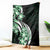 Plumeria Tribal Tattoo Blanket Green Polynesian Pattern