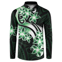 Plumeria Tribal Tattoo Button Sweatshirt Green Polynesian Pattern LT9 Green - Polynesian Pride