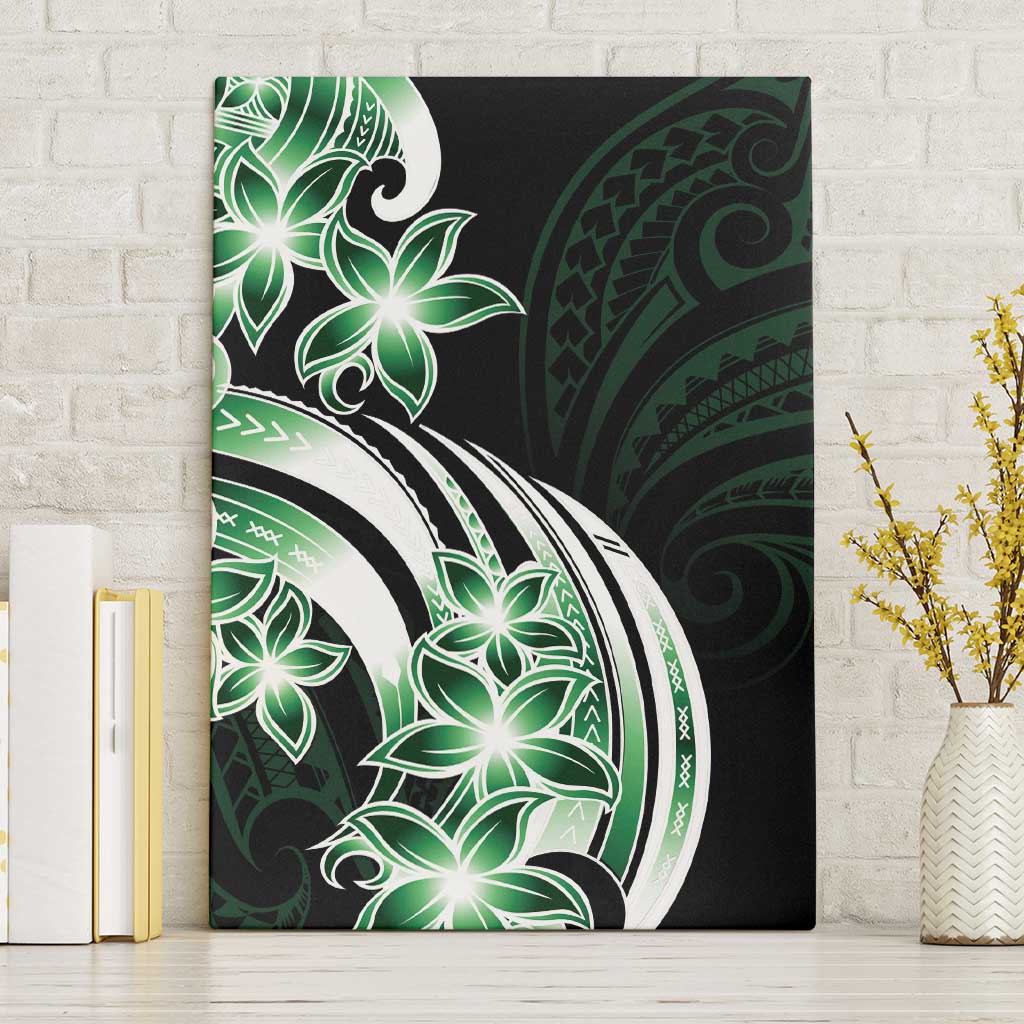 Plumeria Tribal Tattoo Canvas Wall Art Green Polynesian Pattern LT9 Without Frame Green - Polynesian Pride
