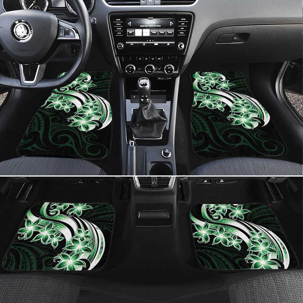 Plumeria Tribal Tattoo Car Mats Green Polynesian Pattern LT9 Set 4pcs Green - Polynesian Pride