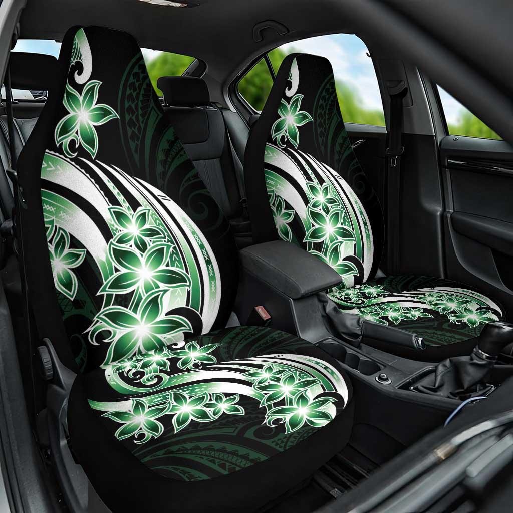 Plumeria Tribal Tattoo Car Seat Cover Green Polynesian Pattern LT9 One Size Green - Polynesian Pride