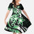 Plumeria Tribal Tattoo Family Matching Long Sleeve Bodycon Dress and Hawaiian Shirt Green Polynesian Pattern