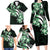 Plumeria Tribal Tattoo Family Matching Long Sleeve Bodycon Dress and Hawaiian Shirt Green Polynesian Pattern